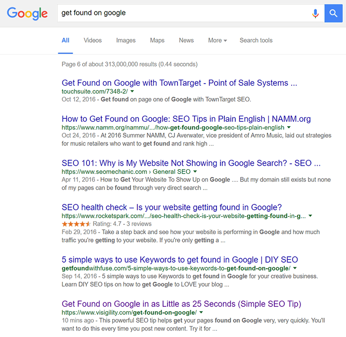 Ranked 56 out of 313 Million Google Results