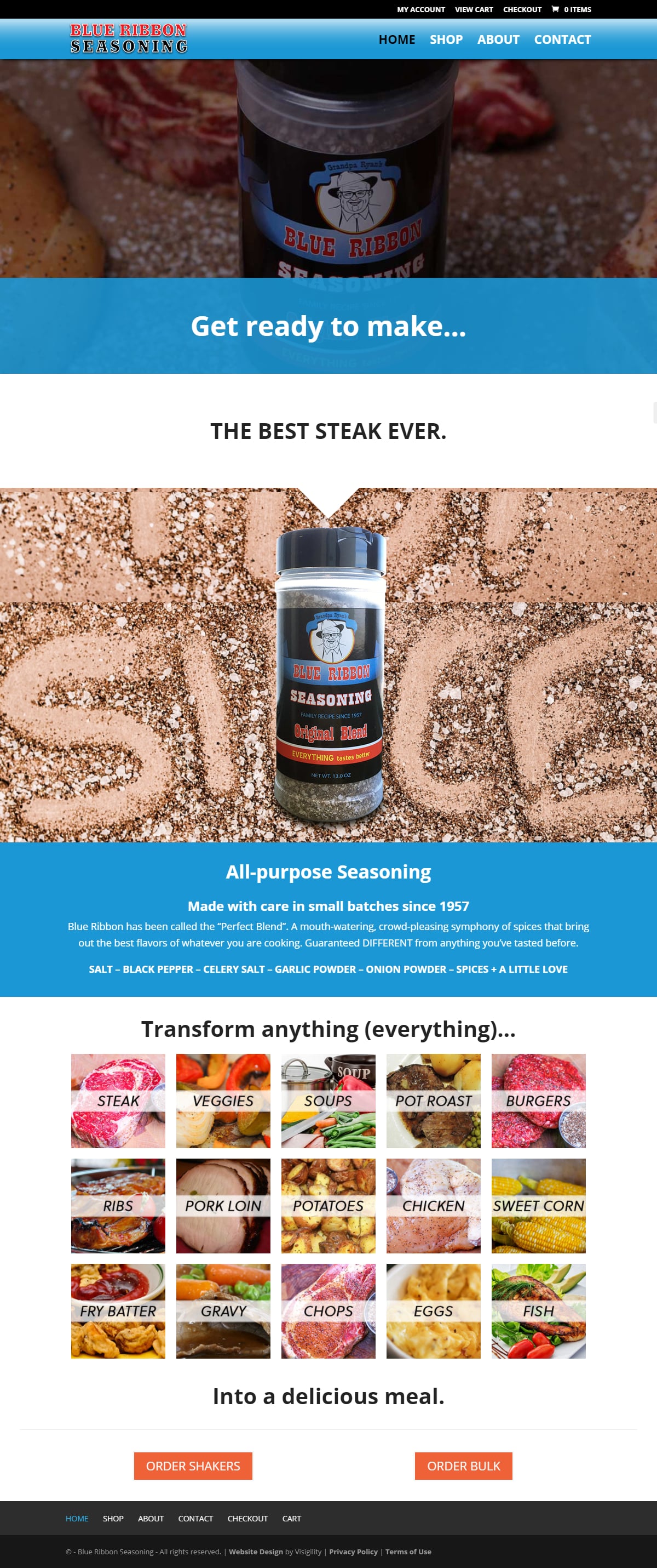 Food Products Home Page Web Design