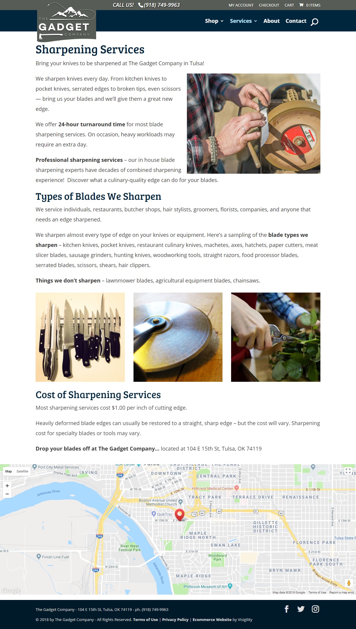 The Gadget Company Services Page Layout